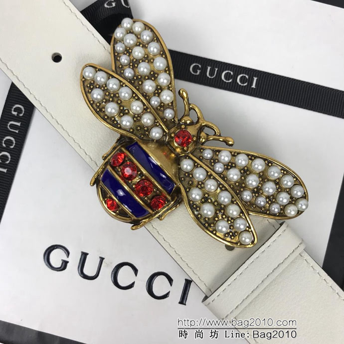 GUCCI古馳 官網新款 正品規格 原單品質 雙面進口頭層對版定制皮料 復古紅磚大蜜蜂扣 時尚百搭款皮帶  xfp1314